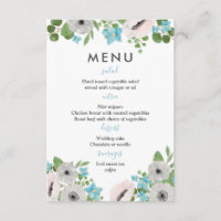 Wasserfarbenanemones Florals | Hochzeitsmenü