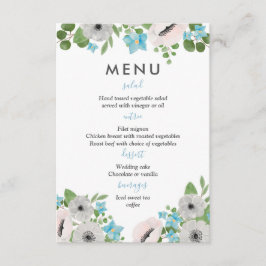 Wasserfarbenanemones Florals | Hochzeitsmenü Einladung