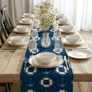 Wasserfarbenanker und Lifebuoys Navy Blue Großer Tischläufer