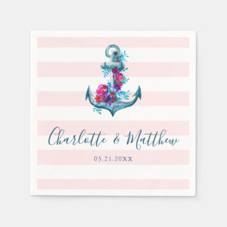 Wasserfarbenankerpfeife Hochzeit mit nautischem Pi Serviette