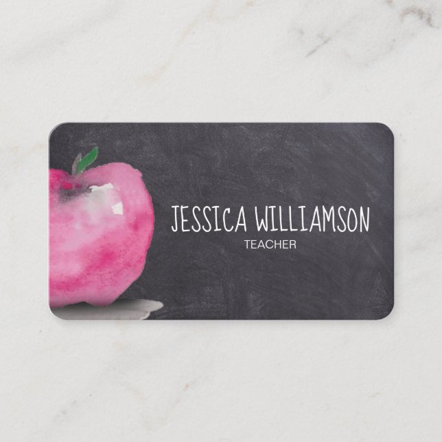 WasserfarbenAPPLE auf der Tafel Moderner Lehrer Visitenkarte (Vorderseite)