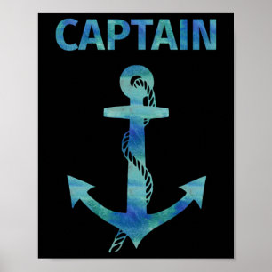 Wasserfarbenauktionshauptmann Segelboot Poster