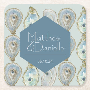 Wasserfarbenaustern Hochzeit Rechteckiger Pappuntersetzer