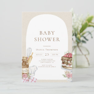 Wasserfarbenbacken Girl Babydusche Einladung