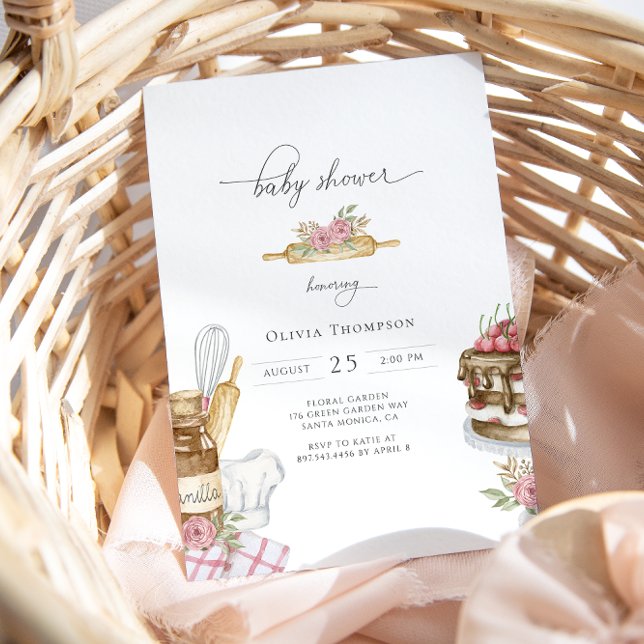 Wasserfarbenbacken Girl Babydusche Einladung (Von Creator hochgeladen)