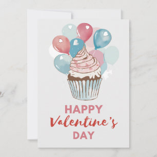 Wasserfarbenballon Cupcake Valentinstag-Karte Feiertagskarte