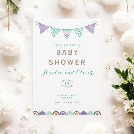 Wasserfarbenbanner Neutrale Babydusche Einladung