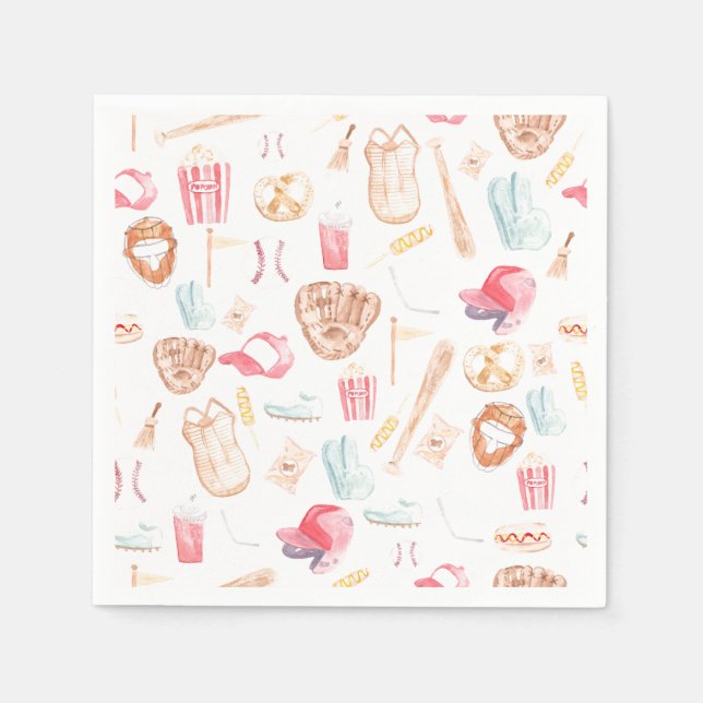 WasserfarbenBaseball Serviette (Vorderseite)