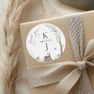 Wasserfarbenbaum Whimsical Wedding Vielen Dank Runder Aufkleber