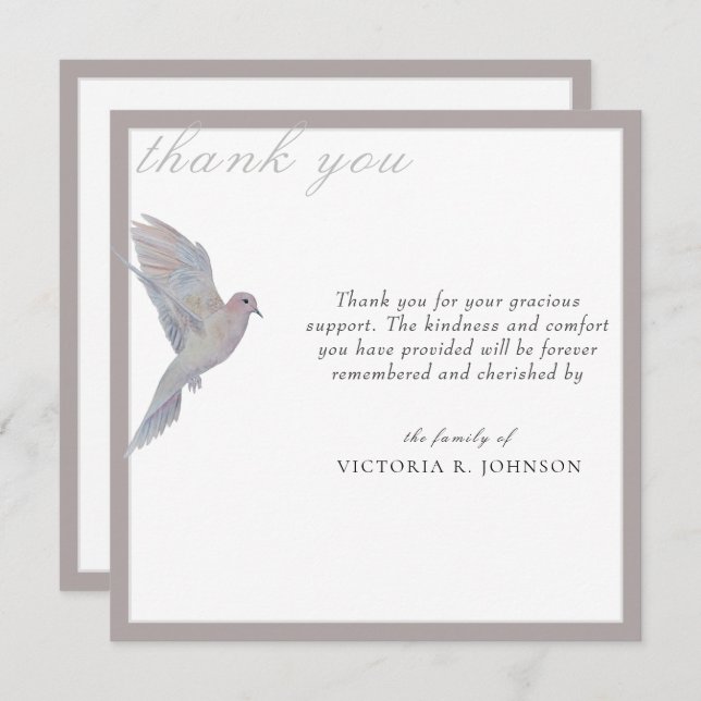 Wasserfarbenbeerdigung wegen Taubenbeerdigung Dank Dankeskarte (Vorne/Hinten)