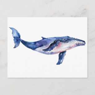 Wasserfarbenbild Wal   Postkarte
