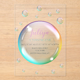 Wasserfarbenblasen Geburtstag Acryleinladungen