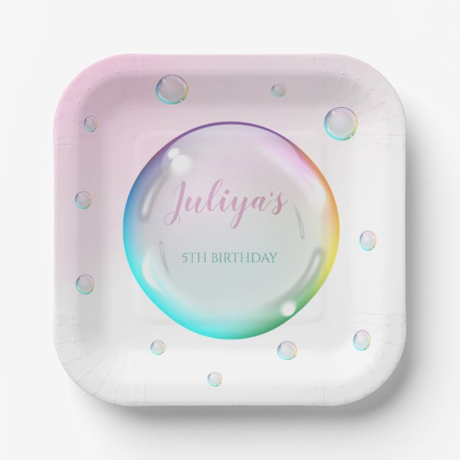 Wasserfarbenblasen Geburtstag Pappteller (Vorderseite)