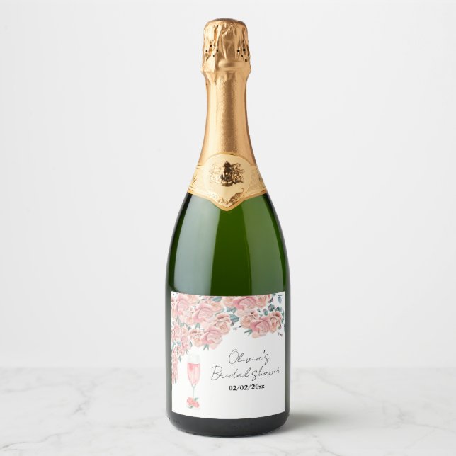 Wasserfarbenblätter & Prosecco Sommer-Brautparty (Vorderseite)