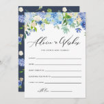 Wasserfarbenblau Hydrangea Hochzeitsgut wünscht Hinweiskarte<br><div class="desc">Watercolor Blue Hydrangeas Wedding Well wünscht eine Ratenkarte | Schreiben Sie gute Wünsche für die Braut und Bräutigam mit dieser Blumenhochzeit auch wünscht Karte. Es verfügt über blaue und lila Hydrangeas,  Peonies,  Anemonen und Blattwerk. Diese botanische Wunschkarte ist ideal für Winter- und Frühjahrshochzeiten.</div>