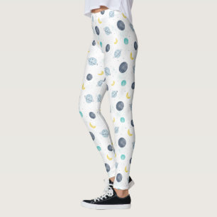 Wasserfarbenblau-Planet-Muster Leggings