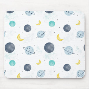 Wasserfarbenblau-Planet-Muster Mousepad