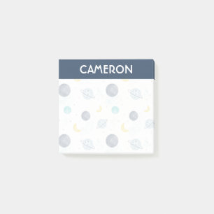 Wasserfarbenblau-Planet-Muster Post-it Klebezettel