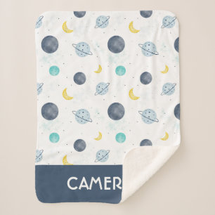 Wasserfarbenblau-Planet-Muster Sherpadecke