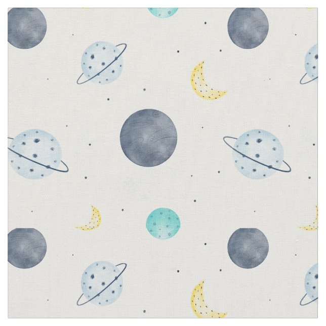 Wasserfarbenblau-Planet-Muster Stoff (Nahaufnahme)