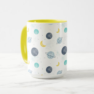 Wasserfarbenblau-Planet-Muster Tasse