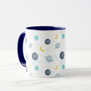 Wasserfarbenblau-Planet-Muster Tasse