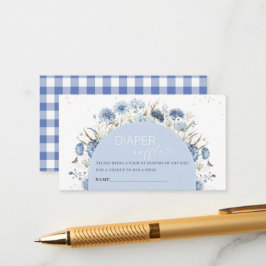 Wasserfarbenblaue Blumen Babydusche-Windel-Gewinns Begleitkarte