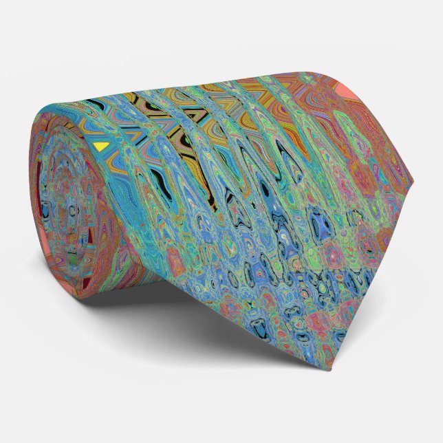 Wasserfarbenblaue Groovy Abstrakte hintere Atomwav Krawatte (Gerollt)