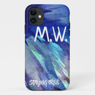 Wasserfarbenblaue Initialen und Moto Case-Mate iPhone Hülle