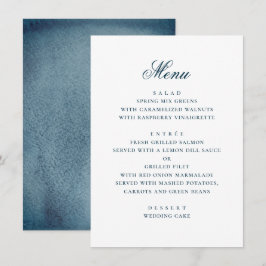 Wasserfarbenblaue Marine einfache Hochzeit Menükarte