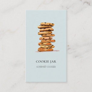 Wasserfarbenblaue Visitenkarte für eine Cookie-Bäc