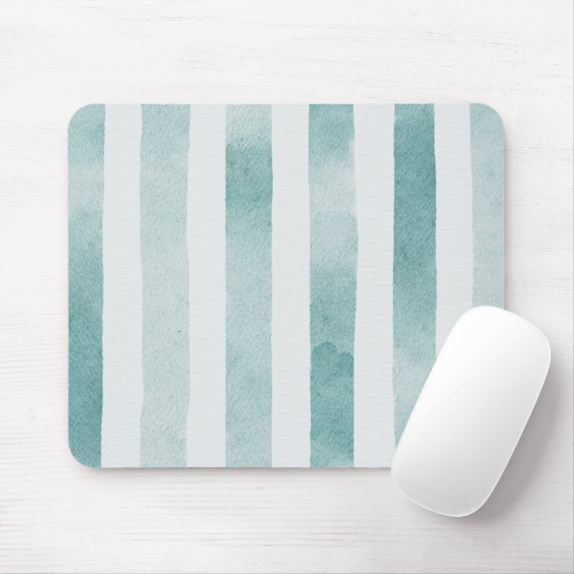 Wasserfarbenblaue Wasserstreifen. Abstrakte Linien Mousepad (Mit Mouse)