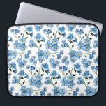 Wasserfarbenblaues Blumenmuster. Niedliche Blume Laptopschutzhülle<br><div class="desc">Watercolor blauen Blumenmuster Laptop Ärmel.</div>