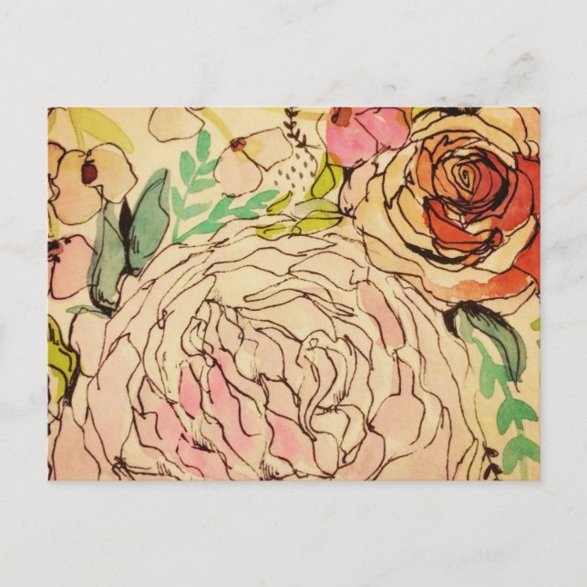 Wasserfarbenblüte 1 postkarte (Vorderseite)