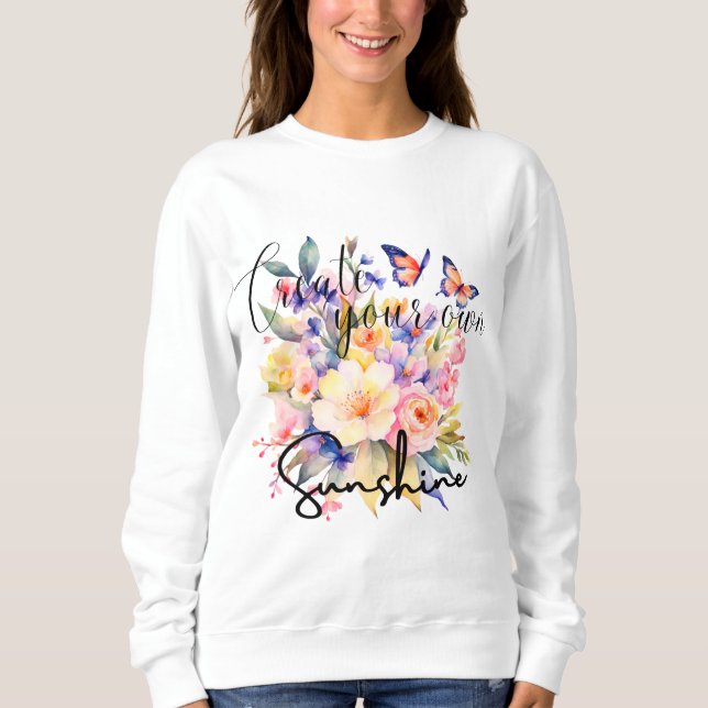 Wasserfarbenblüte mit Schmetterlingen Sweatshirt (Vorderseite)