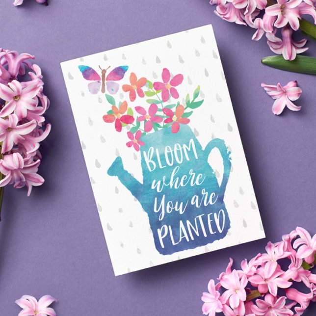 Wasserfarbenblüte, wo Sie gepflanzt werden Postkarte (This fresh and stylish postcard sends just the right message to a loved one who might need,)