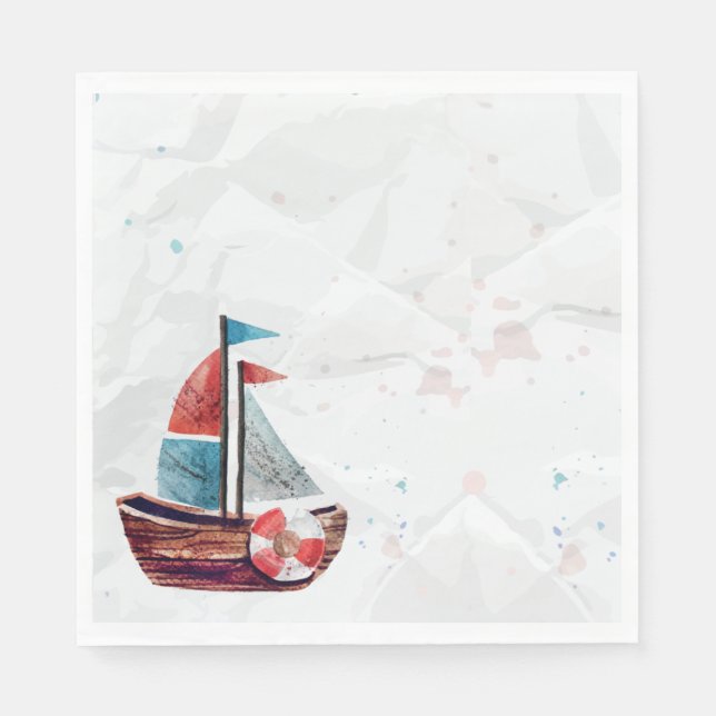 Wasserfarbenboot Napkins Serviette (Vorderseite)