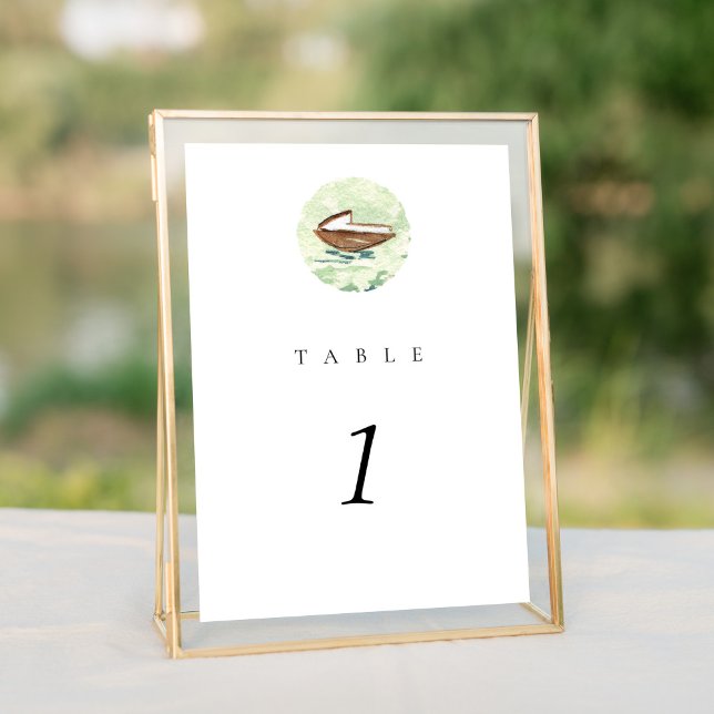 Wasserfarbenboot Nautical 12x18" Hochzeitsfeier Ti (Watercolor boat Positano Italy Destination wedding suite elegant table number sign.)