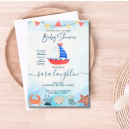 Wasserfarbenboot Wasserwaage Kinderdusche einladen Einladung