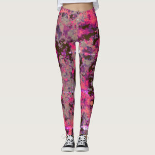 Wasserfarbenbrick Schwarz Pink Paint Splash Abstra Leggings
