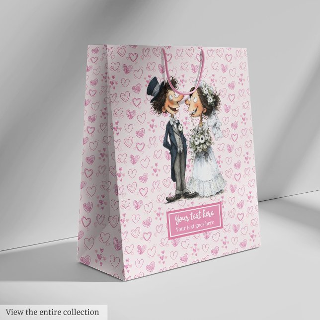 Wasserfarbenbride Groom Geschenktasche Hochzeitsfe Mittlere Geschenktüte (Watercolor Bride Groom Gift Bag Wedding Humor)