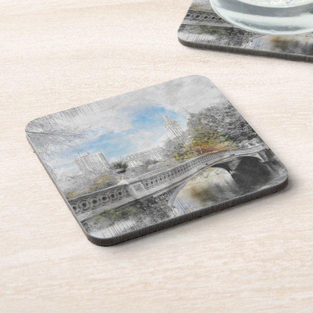 Wasserfarbenbrücke im Central Park New York Unters Getränkeuntersetzer (Linke Seite)