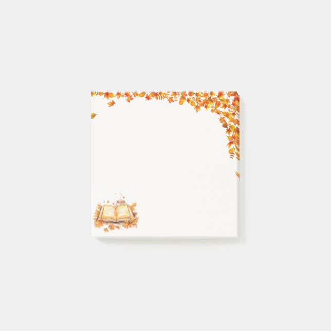 Wasserfarbenbuch und Tee, gemütlicher Herbst Post-it Klebezettel (Vorderseite)
