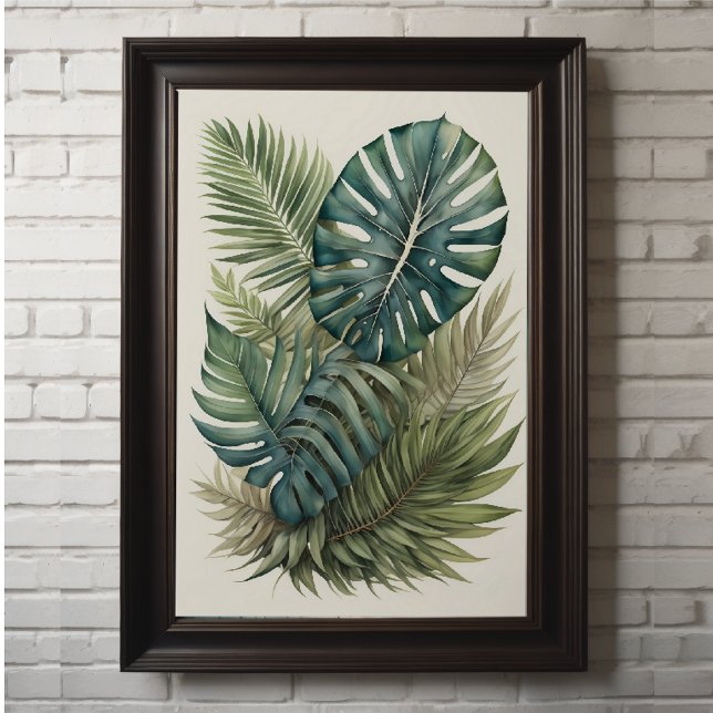 Wasserfarbenbündel Tropical Monstera Palme Leaf 2 Poster (Von Creator hochgeladen)