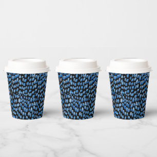 Wasserfarbenbürsten leuchten Shibori blau auf schw Pappbecher