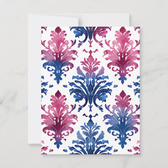 WasserfarbenDamast Feiertagskarte (Vorderseite)