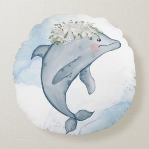 Wasserfarbendolphin Rundes Kissen