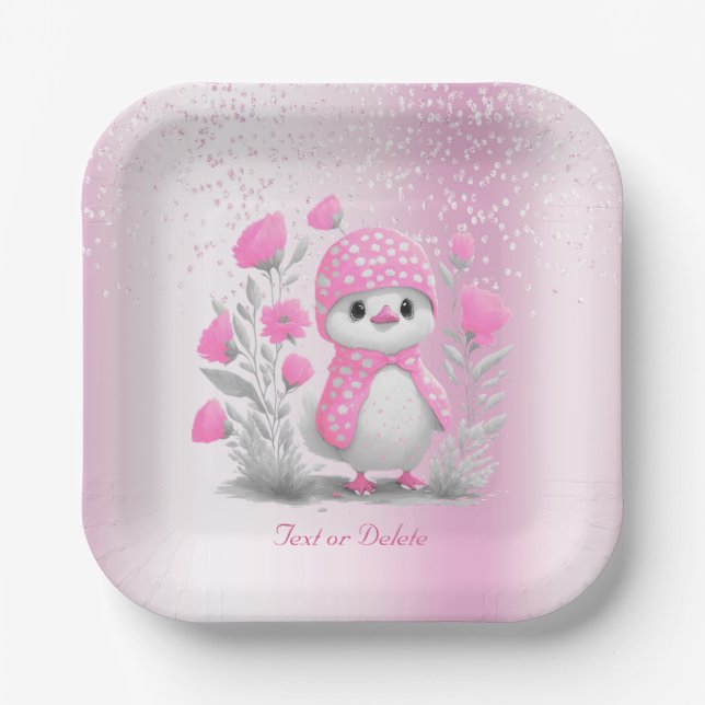 Wasserfarbenduck Rosa, florale Papierplatte Pappteller (Vorderseite)