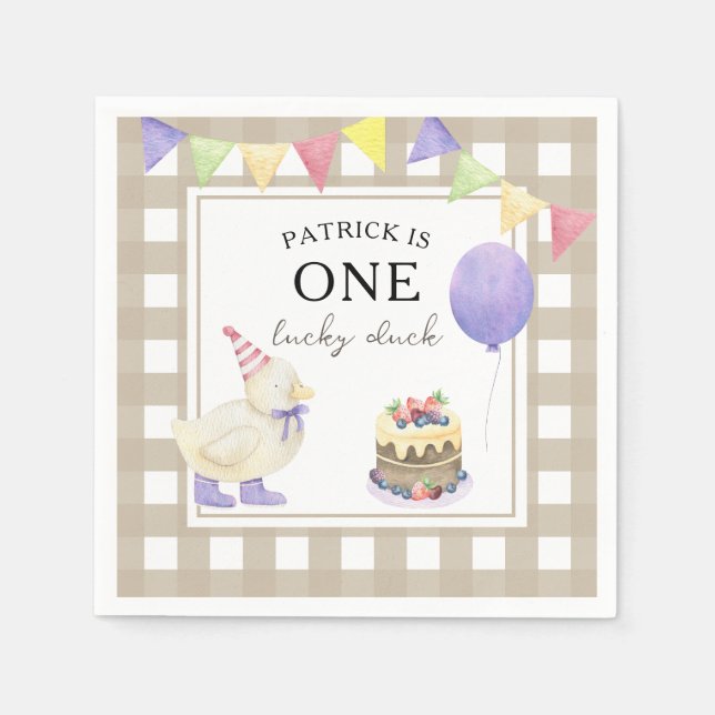 Wasserfarbendusche 1. Geburtstag Serviette (Vorderseite)