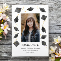 Wasserfarbene Abschlusskappen Mehrfach-Foto-Gradua